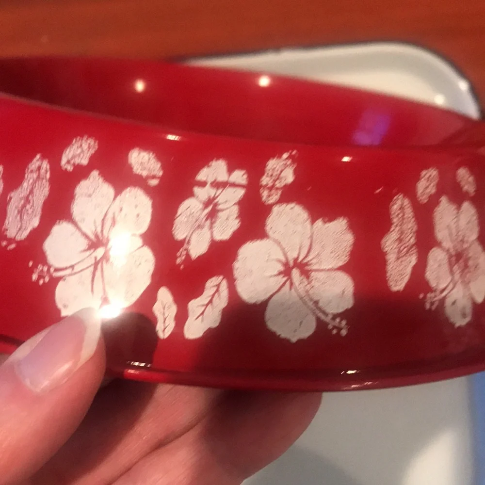 Pet Bowls Red and White Floral 2